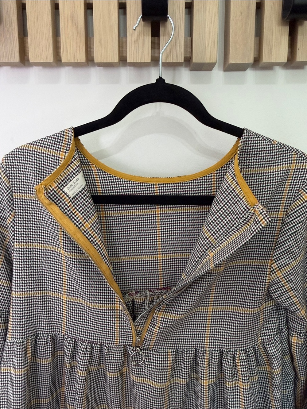 Zara girls Grey & Yellow Plaid Ruffle Tunic size 11/12 - Picture 5 of 7
